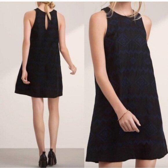 ARITZIA | Wilfred Trompette Linen Dress Embroidered Black Sz XXS - Picture 1 of 9